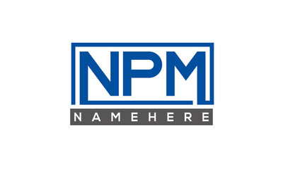 NPM Letters Logo With Rectangle Logo Vector 