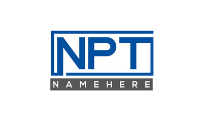 NPT Letters Logo With Rectangle Logo Vector 