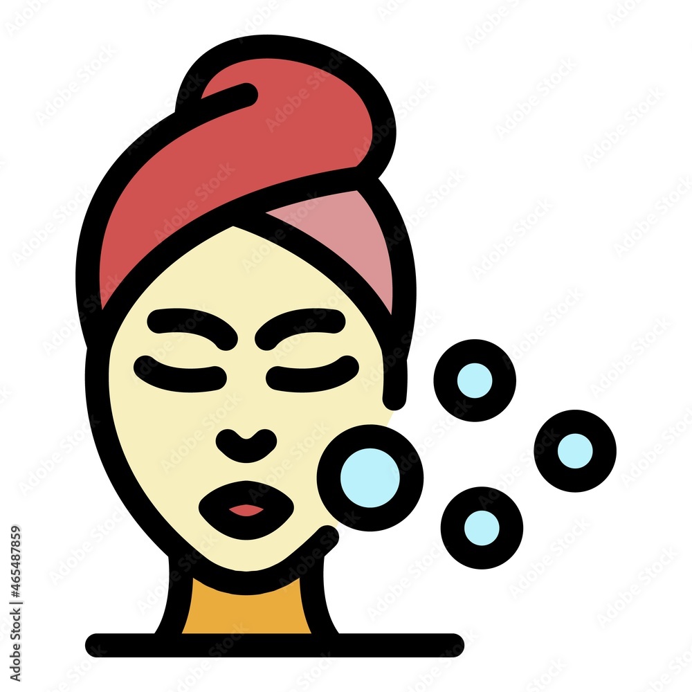 Poster womans face and circles icon. outline womans face and circles vector icon color flat isolated