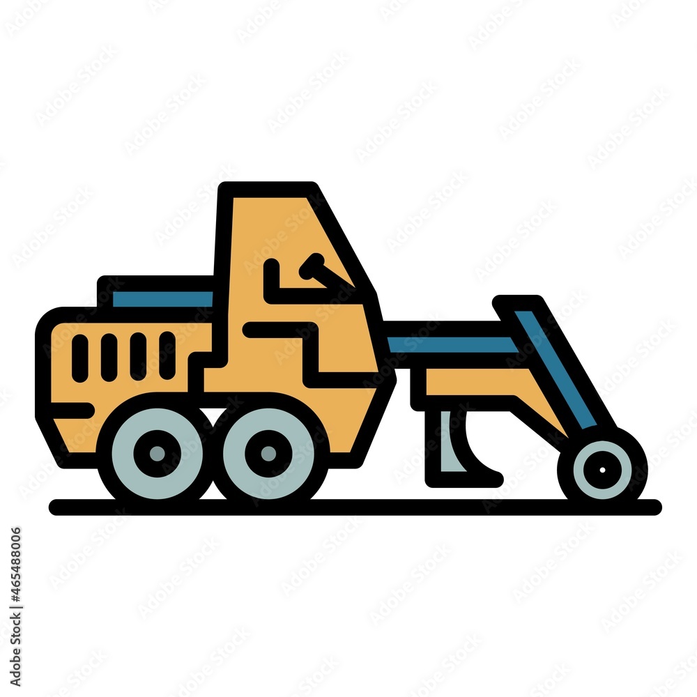 Poster grader machine icon. outline grader machine vector icon color flat isolated
