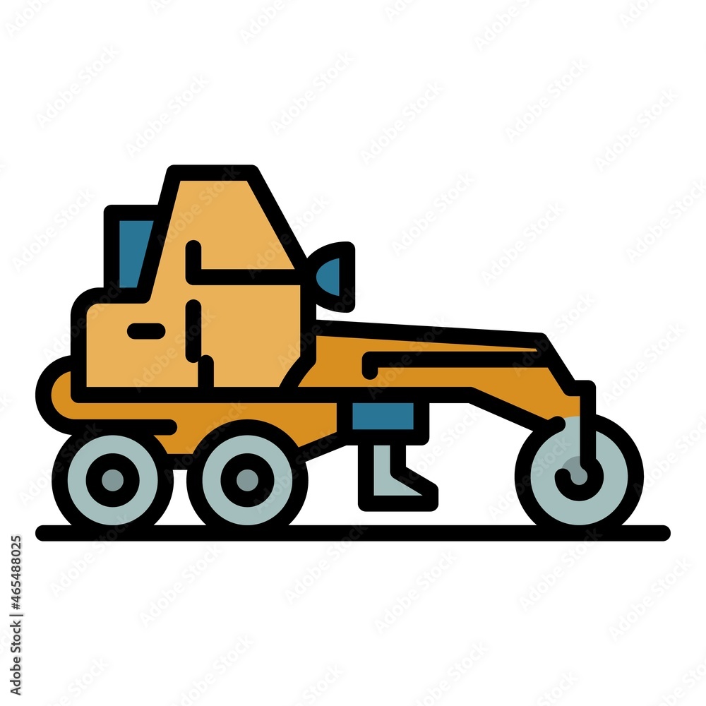 Poster grader machine truck icon. outline grader machine truck vector icon color flat isolated