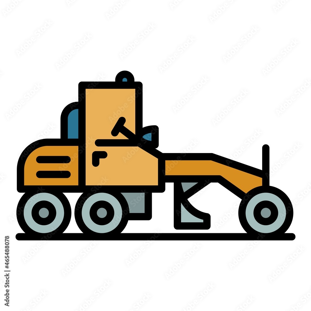 Poster grader machine equipment icon. outline grader machine equipment vector icon color flat isolated