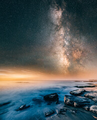 Fototapeta na wymiar Milky Way Stars landscape by the sea