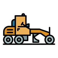 Grader machine equipment icon. Outline grader machine equipment vector icon color flat isolated