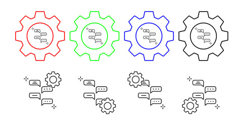 Chatting, addictions vector icon in gear set illustration for ui and ux, website or mobile application