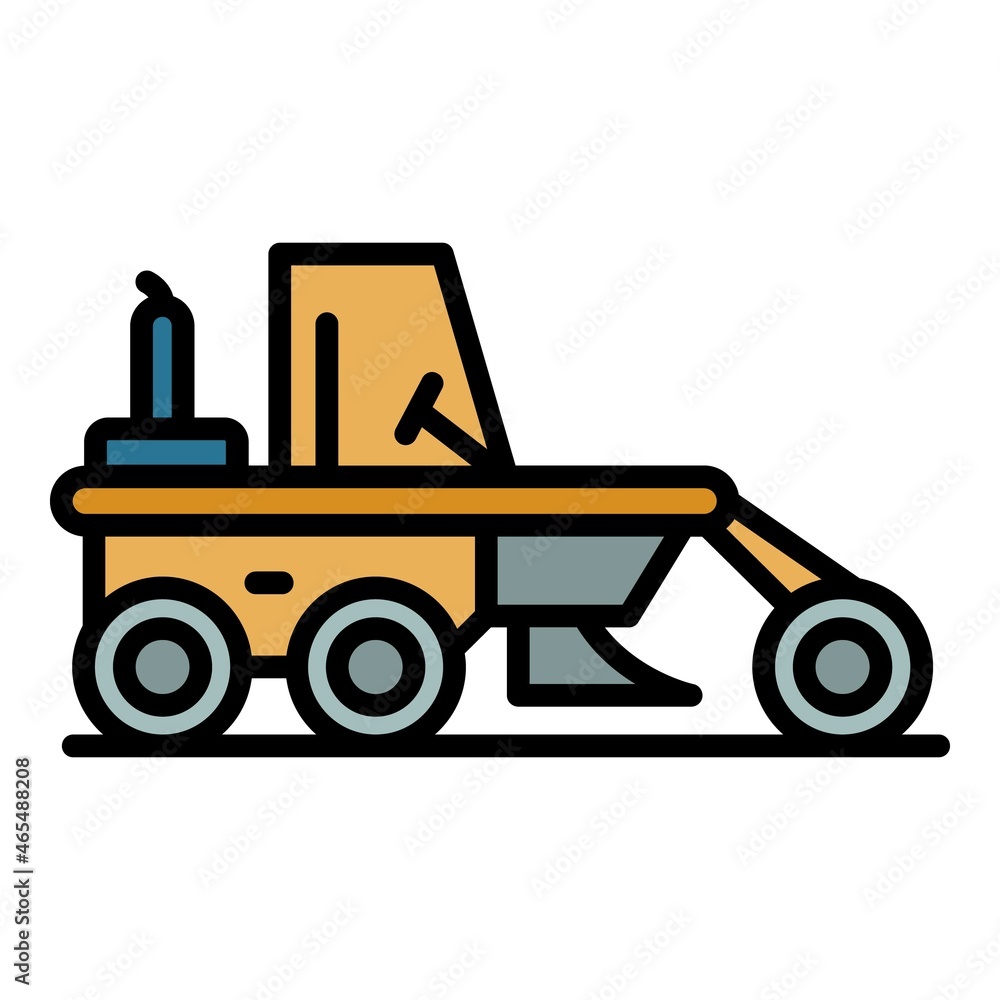 Poster demolition grader machine icon. outline demolition grader machine vector icon color flat isolated
