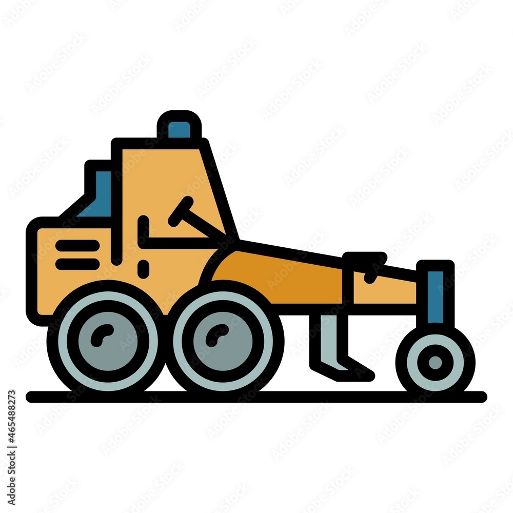 Poster building grader machine icon. outline building grader machine vector icon color flat isolated