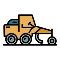 Grader machine utility icon. Outline grader machine utility vector icon color flat isolated