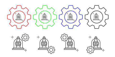 Thinking, brain, cage, addictions vector icon in gear set illustration for ui and ux, website or mobile application