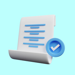 3d illustration of checklist concept paper with checklist badge