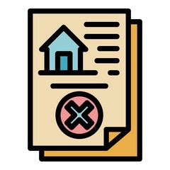 Demolition house document icon. Outline demolition house document vector icon color flat isolated