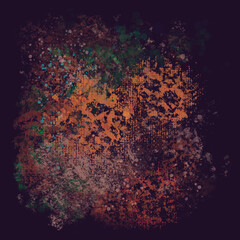 Abstract seamless pattern of watercolor texture with brush splashes, drops, smudges, spots, blots on the black surface of the paper