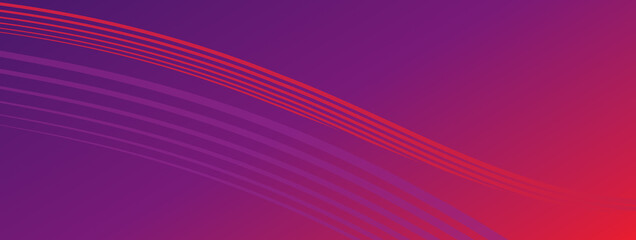 Red and purple banner. Curved lines on gradient background. Wavy line art with two colors, flat design.