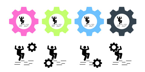 Adventure man swimming travel vector icon in gear set illustration for ui and ux, website or mobile application