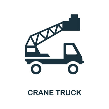 Crane Truck icon. Monochrome sign from machinery collection. Creative Crane Truck icon illustration for web design, infographics and more