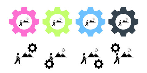 Fototapeta premium Man adventure camping pyramid vector icon in gear set illustration for ui and ux, website or mobile application