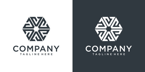 v logo hexagon design