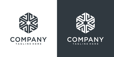 v logo hexagon design