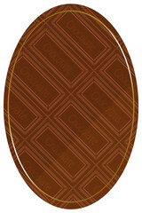 楕円形のフレーム　ブラウン＆ゴールド　全面に板チョコ柄　縦位置