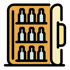 Hotel mini bar icon. Outline hotel mini bar vector icon color flat isolated