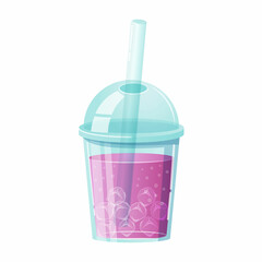 Vector citrus lemonade icon. Refreshing summer citrus drink in plastic cup for design street cafe.