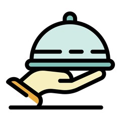 Dinner service icon. Outline dinner service vector icon color flat isolated