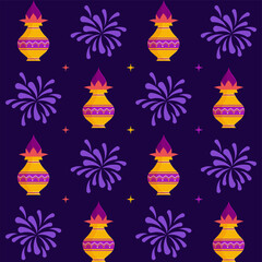 Diwali celebration seamless pattern onn dark blue background