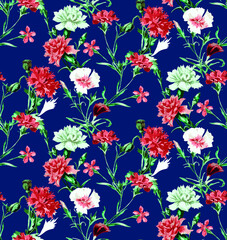 seamless fabric pattern of leaves and flowers
