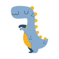 Stuffed Blue Dinosaur Animal as Kids Toy Vector Illustration