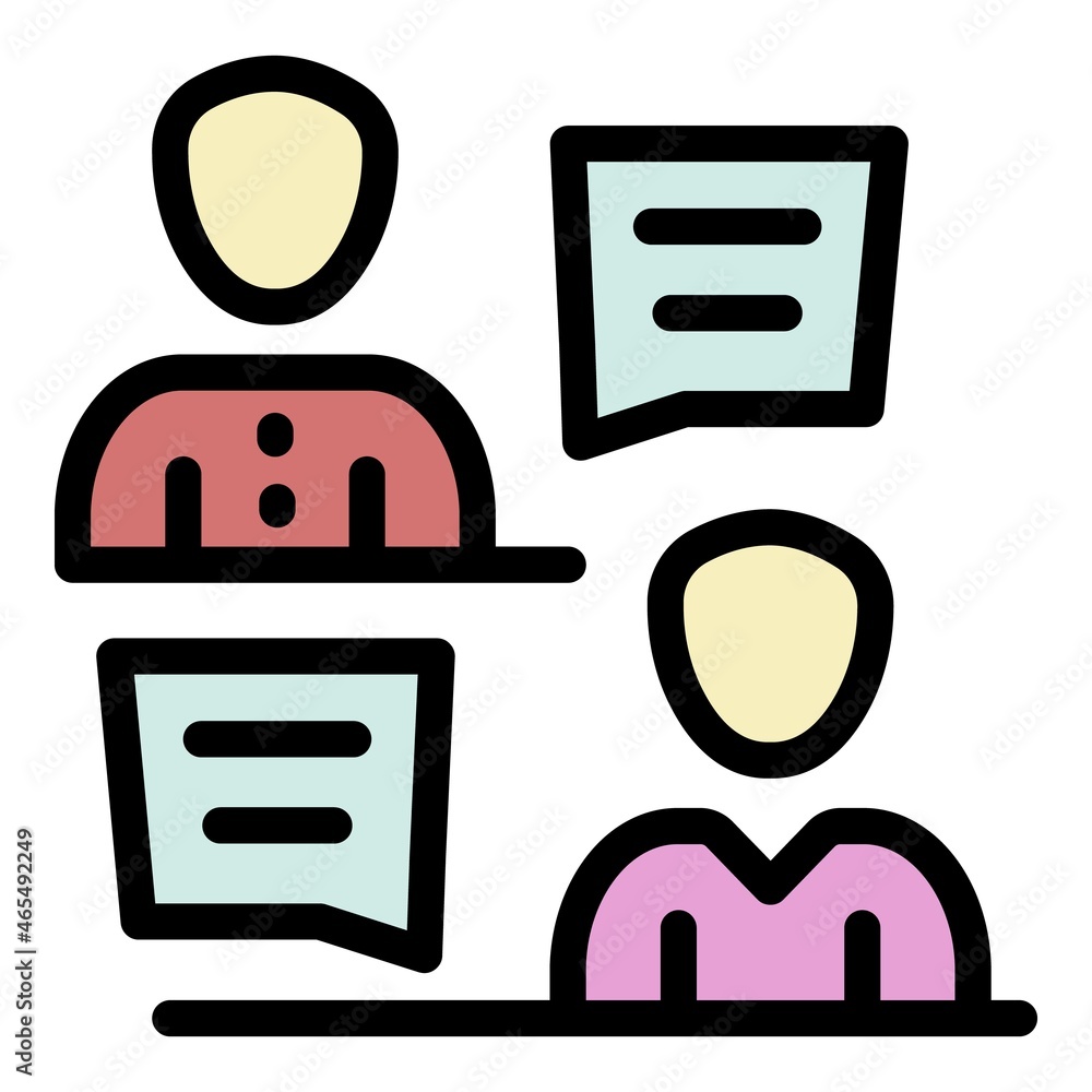 Poster reception crew icon. outline reception crew vector icon color flat isolated