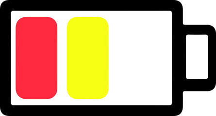 Battery icon, Half battery icon, Set of all Photography color flat icons isolated on white background, exclamation mark