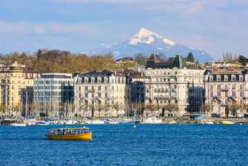 Geneva city on Lake Geneva, Switzerland