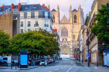 Obraz premium Gothic cathedral in Nantes city, France
