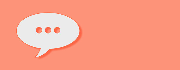 Chat bubble Sign Concept on red background. Horizontal web banner with copy space, template.