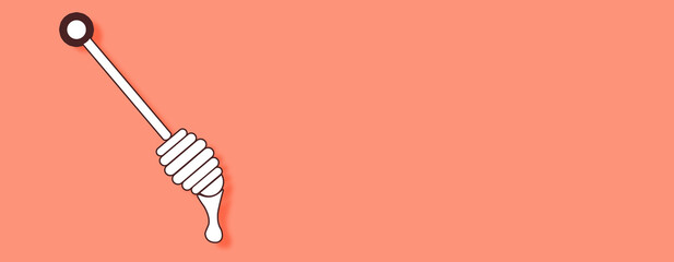 Honey Dipper Concept on red background. Horizontal web banner with copy space, template.