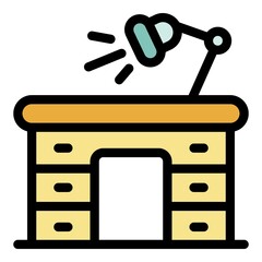 Manicurist table icon. Outline manicurist table vector icon color flat isolated