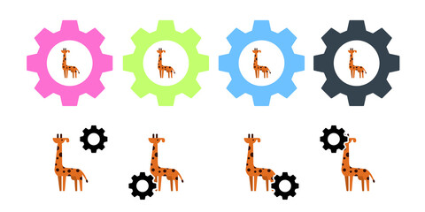 Giraffe vector icon in gear set illustration for ui and ux, website or mobile application