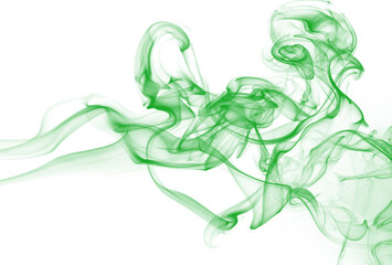 Green smoke motion abstract on white background for design