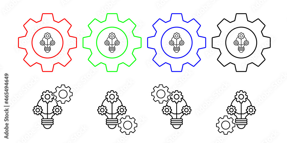 Poster lightbulb gears creativity vector icon in gear set illustration for ui and ux, website or mobile app