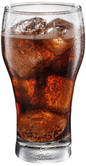 Cold glass of cola drink with ice cubes isolated on white background. File contains clipping path.