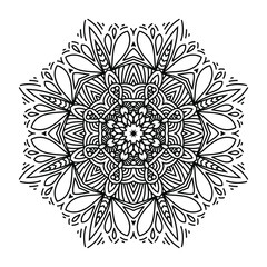 Abstract circular pattern with many details and geometry elements in form of mandala. Vector illustration for coloring book, henna, mehndi, decoration, fabric, wall interior, cloth