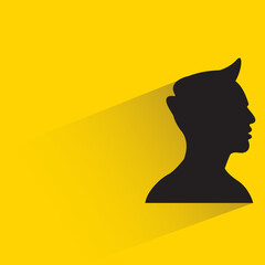 silhouette male face with drop shadow on yellow background