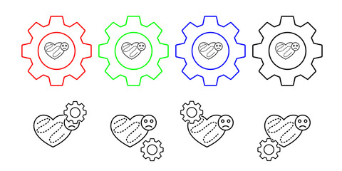 Air pollution, disease, heart vector icon in gear set illustration for ui and ux, website or mobile application