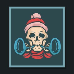 santa claus skull character blow the trumpet celebrate of merry christmas and happy new year illustration