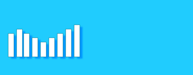 Stats Graph Concept on blue background. Horizontal web banner with copy space, template.