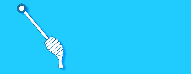 Honey Dipper Concept on blue background. Horizontal web banner with copy space, template.