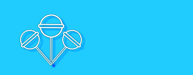 Lollypops Concept on blue background. Horizontal web banner with copy space, template.