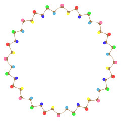 A circle colorful Christmas garland lights art