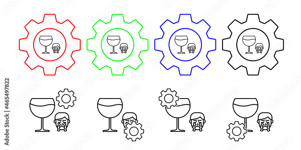 Poster alcohol, allergic face vector icon in gear set illustration for ui and ux, website or mobile applica