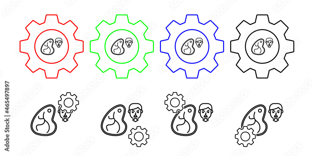 Poster meat, allergic face vector icon in gear set illustration for ui and ux, website or mobile applicatio